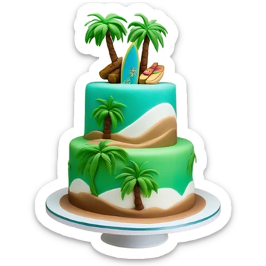 3 year anniversary cake with palm trees sticker