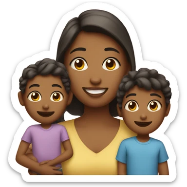 Mom with a son and daughter   sticker