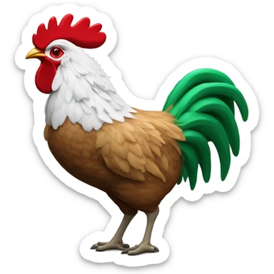 Le coq rouge Ecusson avec maillot blanc et vert de rugby sticker