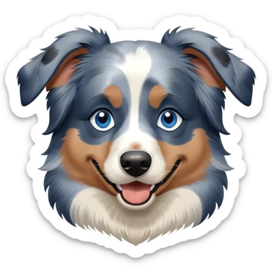Dark blue merle australian-shepherd blue eyes teen happy playful sticker