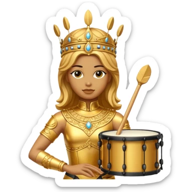 fully golden statue female drummer face golden sticker