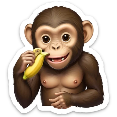Chimpanzee eating banana sticker