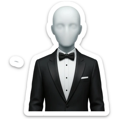 slenderman, tall figure, completely pale, white skin, tuxedo, tentacles coming out of back, no face, featureless sticker