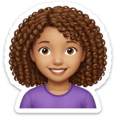 5 year old blasian girl with brown curly hair sticker