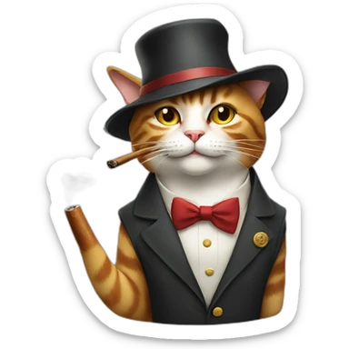 cat with a hat smoking a cigar sticker