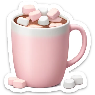 Light Pink mug of hot chocolate with marshmallows  sticker