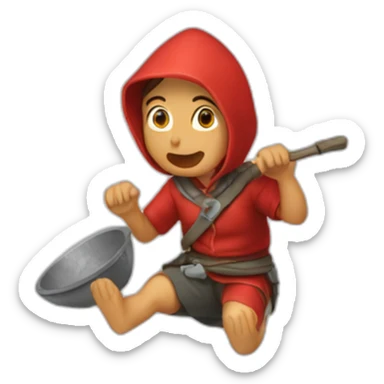 Caperucita roja saltando un charco sticker