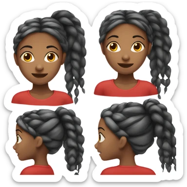 black girl with long braids in red top sticker