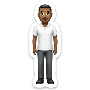 the leader is a man with a short haircut, wearing a white polo shirt. sticker