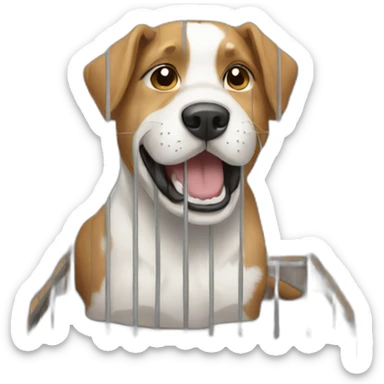 Dog inside of a cage sticker