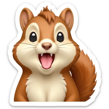 cinematic-cute-yawning squirrel-portrait-emoji,-head-tilted-playfully-and-inquisitively,-featuring-a-fluffy,-vibrant-auburn-fur-with-a-delicate-cream-belly-and-a-bushy-tail,wide-open yawn, revealing a soft grey  -round,-sparkling-eyes-filled-with-curious-mischief, sticker