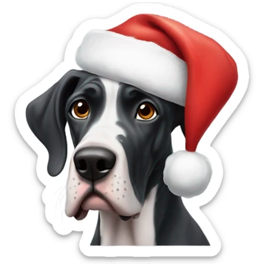 great dane with santa hat sticker