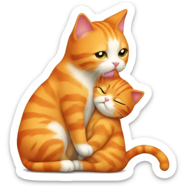 Orange cat kissing  sticker