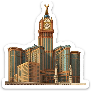 Изометричная, яркая, детализированная, объемная и фотореалистичная иллюстрация башни The Clock Towers  В стиле 3D-коллажей городов, насыщенные цвета, аккуратные и чёткие линии, мультяшно-реалистичная стилистика. Чёткие контуры, не размазанные линии, высокое качество, прозрачный фон, не обрезать края картинки sticker