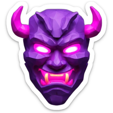 ONI MASK magenta color eyes glowing neon japanese style low poly 3d sticker