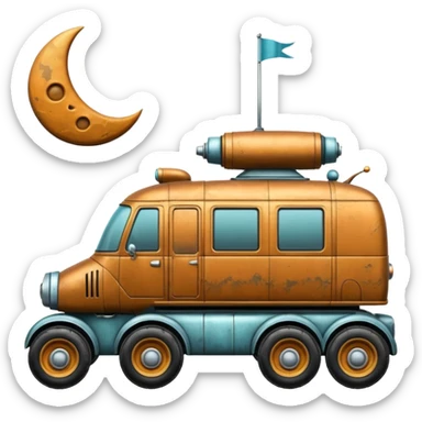  antique tall truck robotic twelve passenger Moon rover Scooby Doo sticker