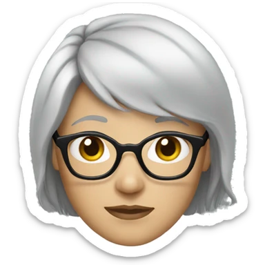 White skin woman gray hair black glasses sticker
