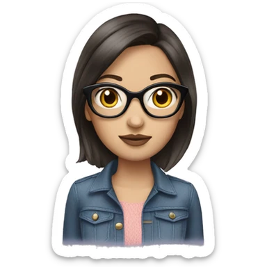 brunette with glasses miu miu sticker