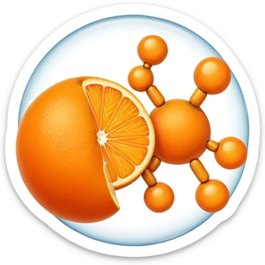 orange with vitamin C molecule sticker