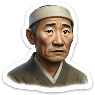 photorealistic sad Chinese peasant 1960s sticker