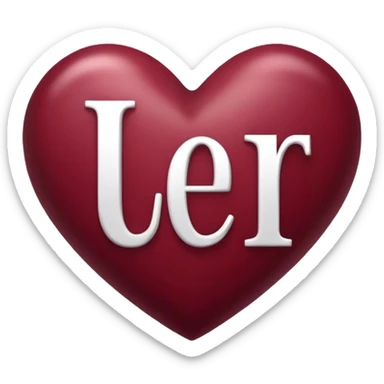 Burgundy heart with the letters Jer in the middle  sticker