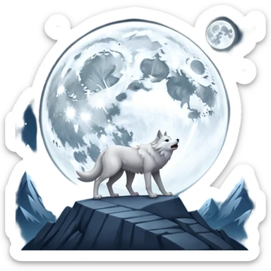 white wolf howling in full moon sticker