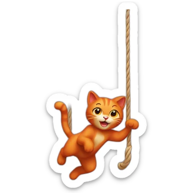 a red cat swinging sticker