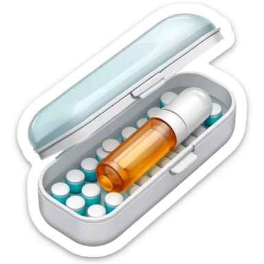 medicine capsule in case in nutral colors sticker