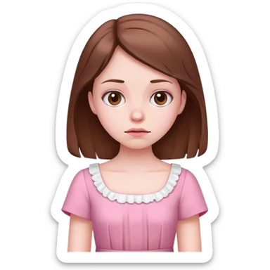 Sick girl dressed in pink with brown hair sticker