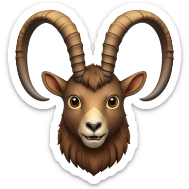 alpine ibex face with straight horns sticker