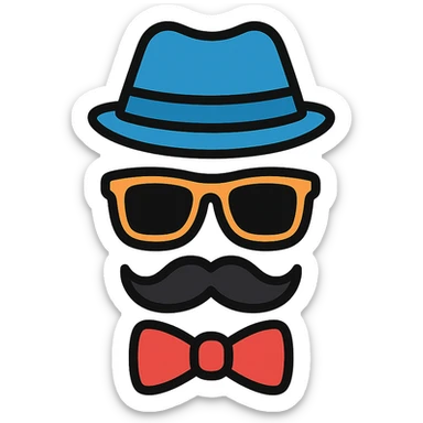 hat, sunglasses, moustache, and bowtie sticker