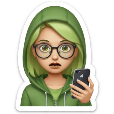 Zumbie emoji iphone girl green and glasses sticker