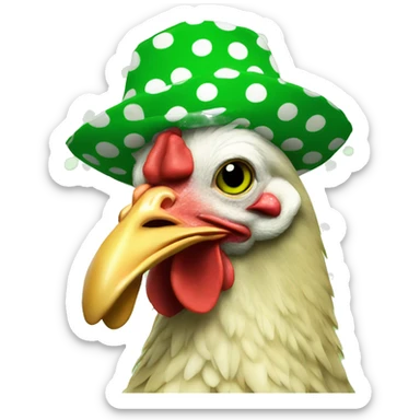 Party chicken with green polka dot hat sticker
