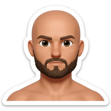 bald, facial hair, tan, male, big, short sticker