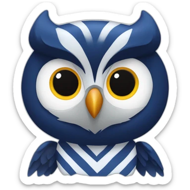 Owl wearing dark blue and white striped shirt sticker