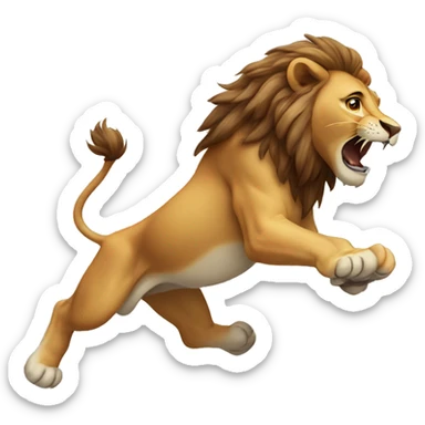 A lion jumping sticker