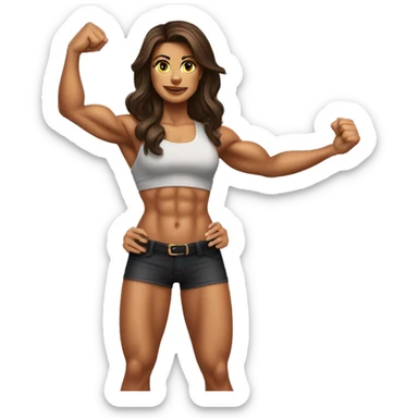 Muscle girl muscular arms tanned brunette  sticker