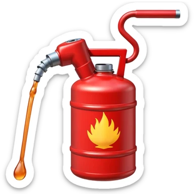 red gasoline canister plain pouring drops of diesel no fire sticker