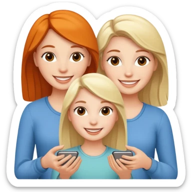 3 white girls happy friends sticker