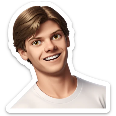 smiling boy in white shirt sticker