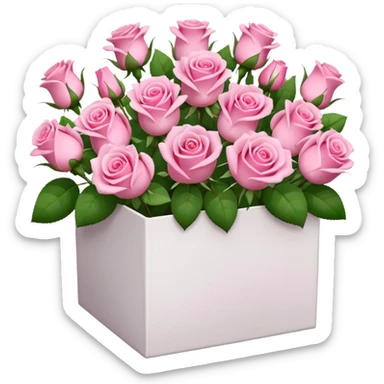 bouquet of pink 25 roses in a white box sticker