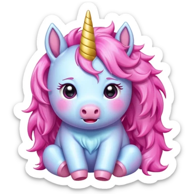Cute crying anime pink baby unicorn 
 sticker