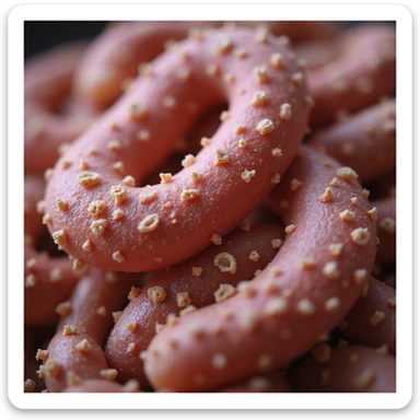 hyperrealistic close-up of inflamed intestinal microbial flora caused by sugars, 4K, transparent background sticker