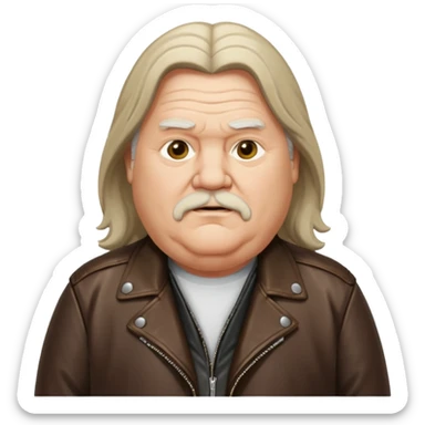 Long hair old fat men in leather jacket sticker