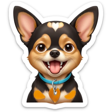 A high-resolution digital illustration of a cute black and tan chihuahua yawning. portrait in a clean, semi-realistic style sticker