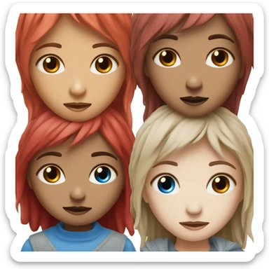 person with 2 different colo eyes, blue & red sticker