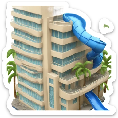 Hotel with a water slide through the roof sticker