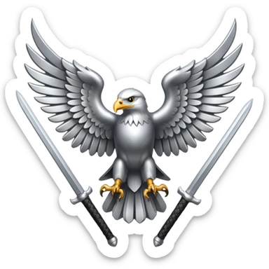 Silver eagle with crossed sabers sticker