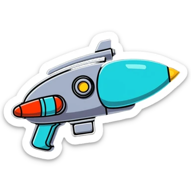colorful cartoon raygun with retro sci-fi details sticker