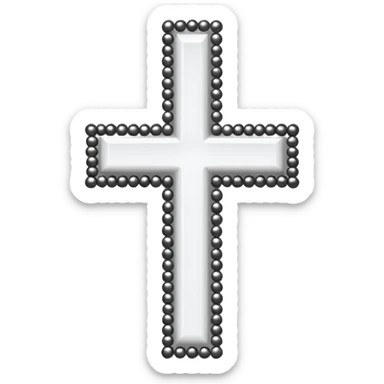 Elegant emoji icon of a white cross made of white beads, glossy surface, subtle shadows, pure white palette, centered sticker